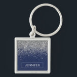 Chaveiro Marinho de prata Blue Glitter Girly Monographic No<br><div class="desc">Chaveiros com nomes de monograma (cadeia-chave) de brilho azul de prata e Marinho. Isto faz o doce e perfeito aniversário de 16 anos,  casamento,  chá de panela,  aniversário,  chá de fraldas ou festa de solteira presente para alguém que ama luxo de luxo e estilos quíticos.</div>