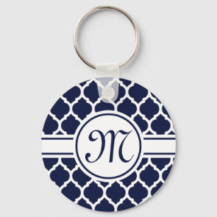 Chaveiro Marinho do Designer Monograma de Latice de Marroco