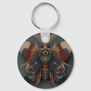 Chaveiro Mariposa 3D Simétrica Ornamentada com Acentos Dour