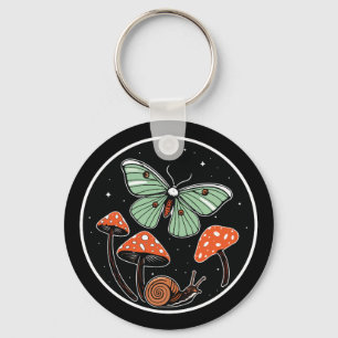Chaveiro Mariposa Mística com Cogumelos e Caracol