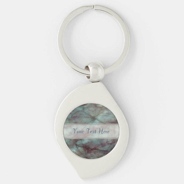 Chaveiro Mármore Azul Teal e Fluorite Roxo (Frente)