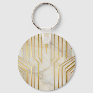 Chaveiro Mármore Branco Luxuoso com Padrão Geométrico Doura