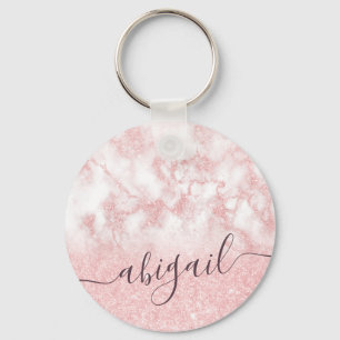 Chaveiro Mármore de glitter rosa de ouro com gradiente bon