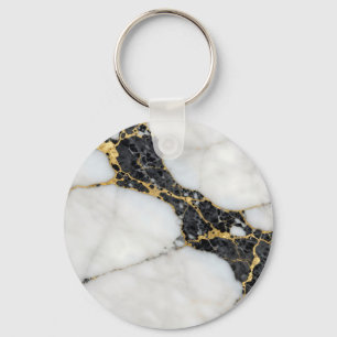 Chaveiro Mármore Luxo Dourado Preto Branco