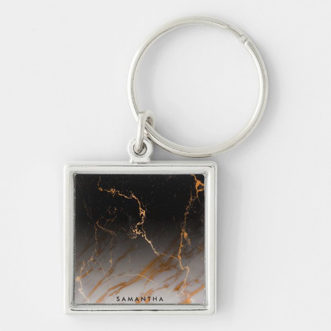 Chaveiro Mármore Preto e Branco (Frente)