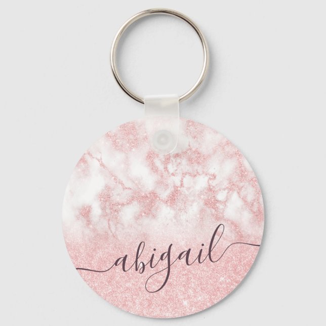 Chaveiro Mármore-relâmpago de rosa de gradiente bonito eleg (Frente)