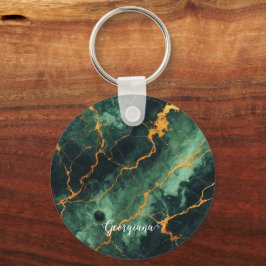 Chaveiro Mármore Verde e Dourado da Floresta Automática Per