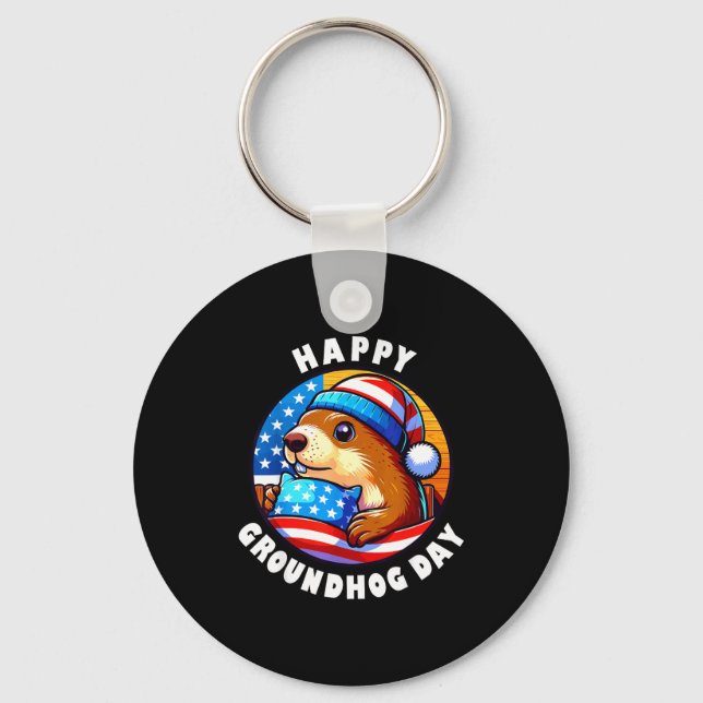 Chaveiro Marmot Happy Groundhog Day Stars And Stripes Sprin (Frente)