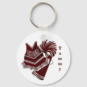 Chaveiro Maroon and White Cheerleader KeyChain