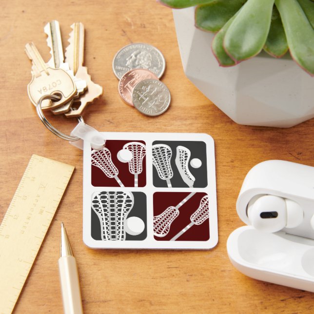 Chaveiro Maroon Lacrosse Blocos de Vinhetas e Bolas (Mesa)