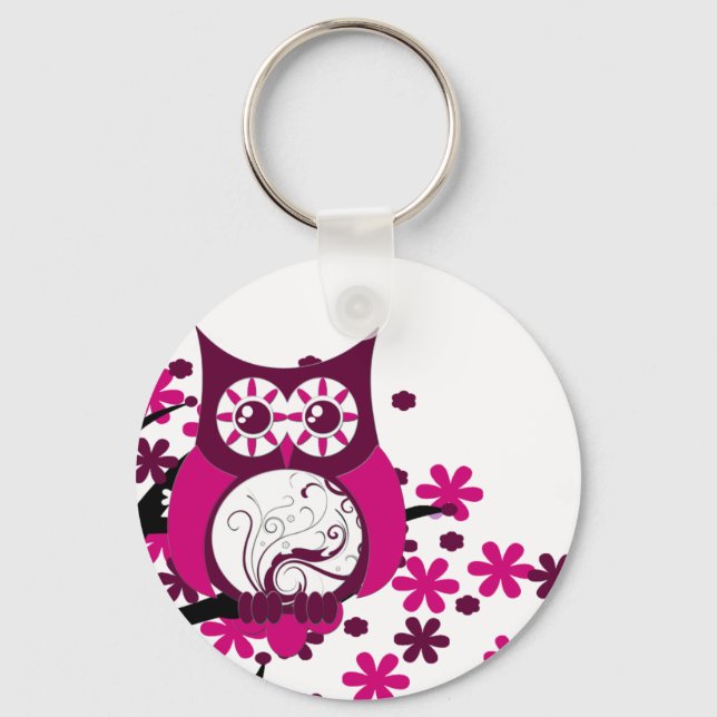Chaveiro Maroon Swirly Owl Windy Tree (Frente)