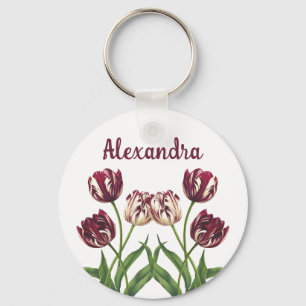 Chaveiro Maroon Tulips com Nome
