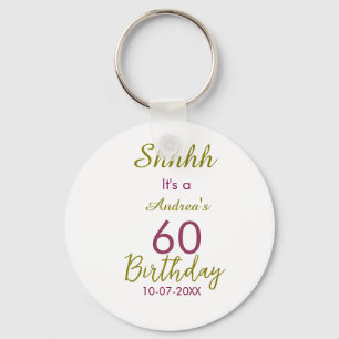 Chaveiro Marrom dourado shhhh 60º aniversário nome simples