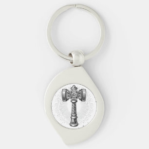 Chaveiro Martelo de Thor Mjolnir preto e branco