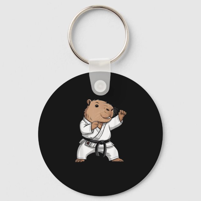 Chaveiro Martial Arts Capybara Funny Karate Taekwondo Jiu J (Frente)