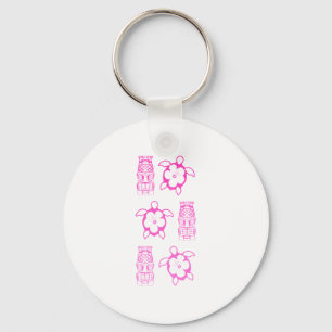 Chaveiro Máscara cor-de-rosa de Honu e de Tiki