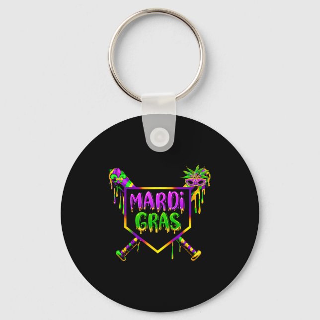 Chaveiro Máscara de Carnaval de Mardi Gras de Beisebol Sorv (Frente)