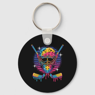 Chaveiro Máscara de Goleiro de Hóquei Pintura Pingando Vapo