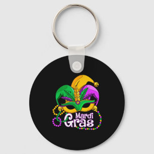 Chaveiro Máscara de Mardi Gras com Desenho de Bobo com Pena