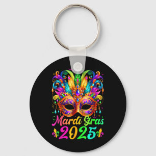 Chaveiro Máscara de penas do Mardi Gras 2025 Família Mardi