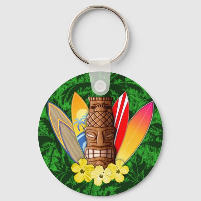 Chaveiro Máscara De Tiki E Surfboards (Frente)