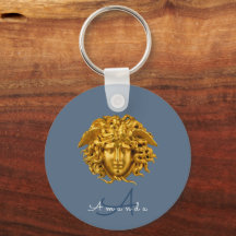 Máscara Medusa Dourada Monogram Chic Couture Azul