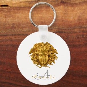 Chaveiro Máscara Medusa Dourada Monogram Chic Francesa Bran