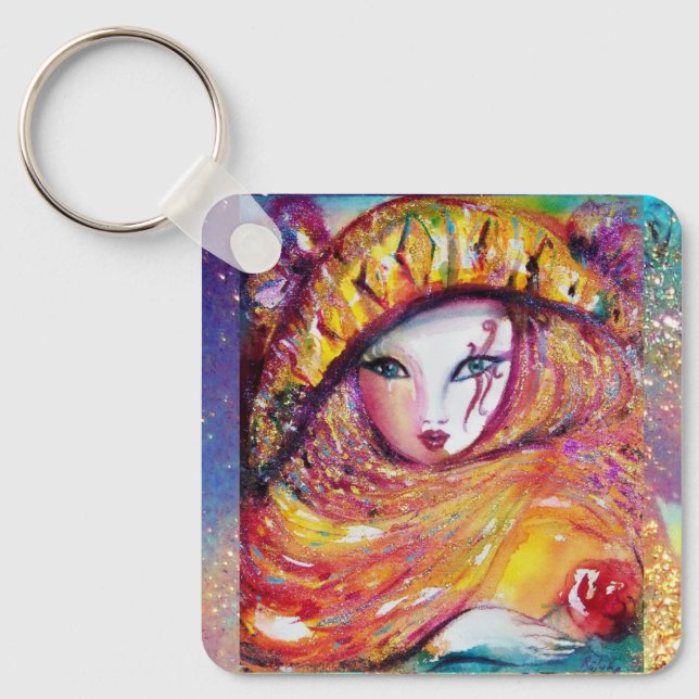 CHAVEIRO MASCARADA VENETIANO - MÁSCARA AMARELO (Frente)