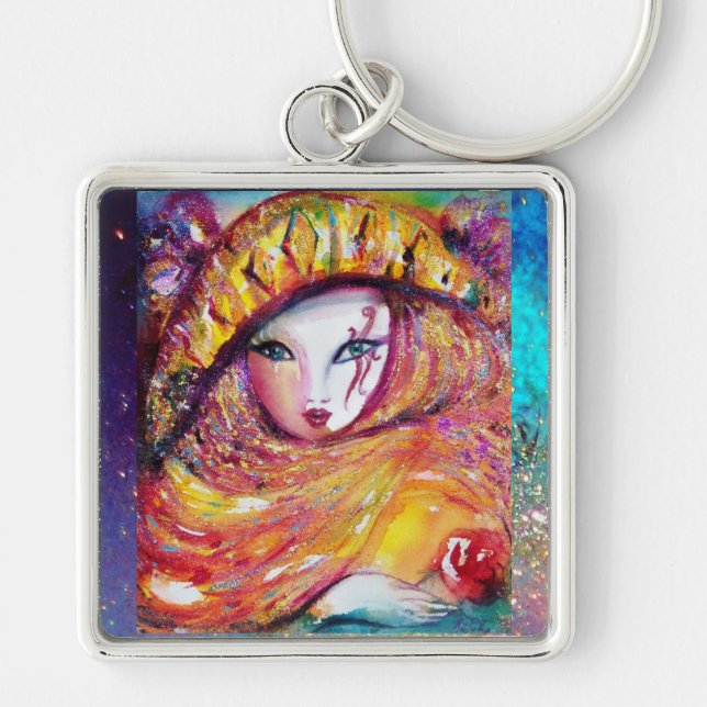 CHAVEIRO MASCARADA VENETIANO - MÁSCARA AMARELO (Frente)