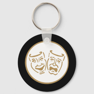 Chaveiro Máscaras de Drama (Branco e Dourado)