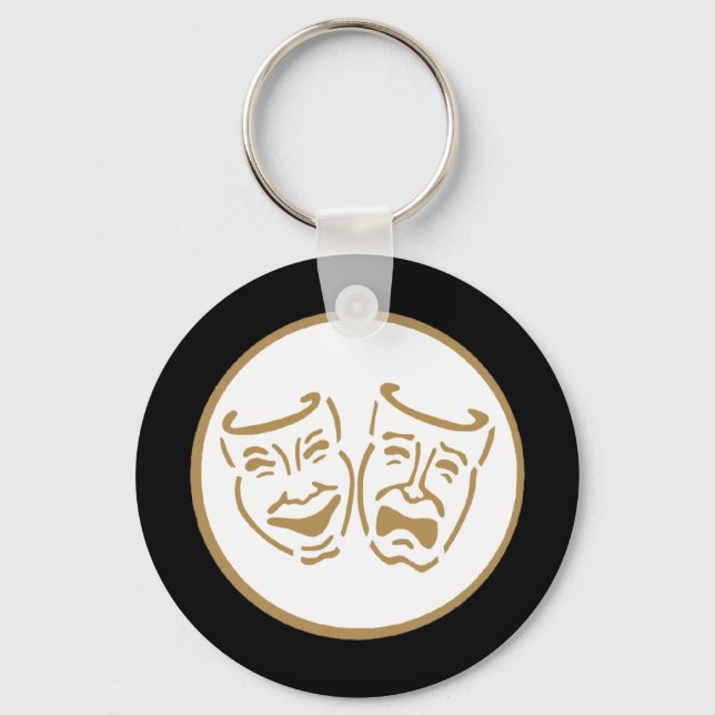 Chaveiro Máscaras de Drama (Branco e Dourado) (Frente)
