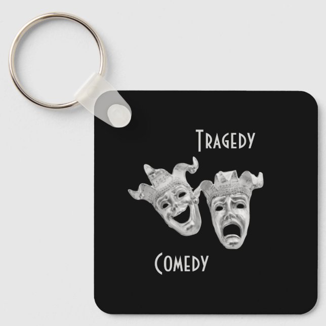 Chaveiro Máscaras de Teatro Comédia e Tragédia Preto (Frente)