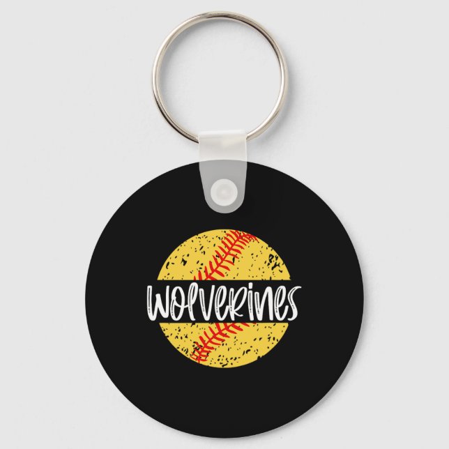 Chaveiro Mascote da Equipe de Softbol Wolverines Espírito E (Frente)