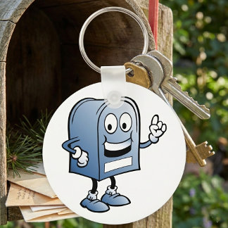 Chaveiro Mascote de Caixa de Correio Feliz Caráter Azul