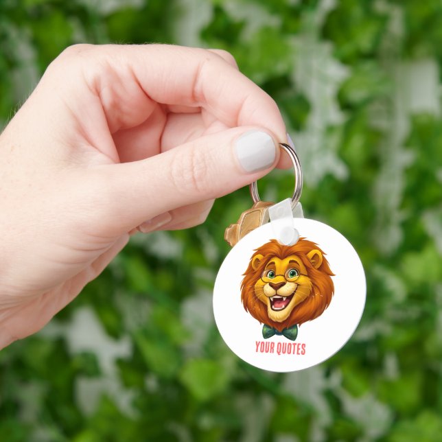 Chaveiro Mascote de Leão Adorável com Gravata Borboleta par (Mão)