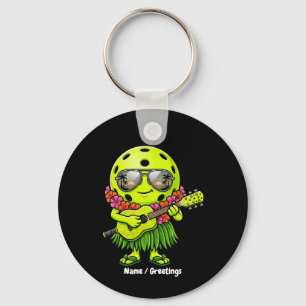 Chaveiro Mascote Havaiano Engraçado de Pickleball Gráfico d