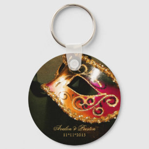 Chaveiro Masquerade Wedding Favor Gold Keychain