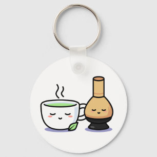 Chaveiro Matcha Cup Whisk - Cartoon de chá verde japonês
