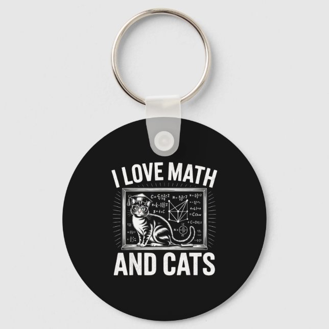 Chaveiro Math Cat Lover Funny Math Teacher I Love Math And  (Frente)