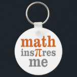 Chaveiro Math Inspires Me<br><div class="desc">Design shows the words: Math Inspires Me with the Pi shown as the Pi symbol. Great holiday or birthday gift idea for the mathematician or math teacher.</div>