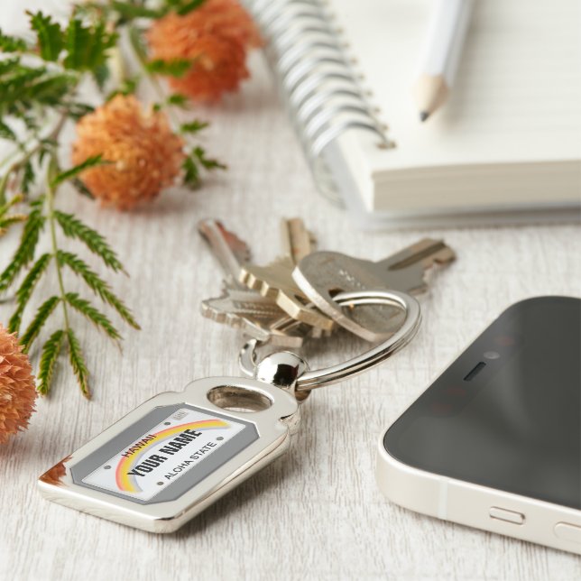 Chaveiro Matrícula de Havaí (customizável) (Lateral)