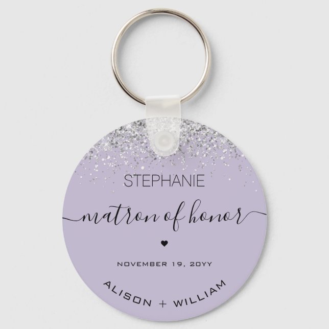 Chaveiro Matrimônio Personalizado de Honra Glitter confetti (Frente)