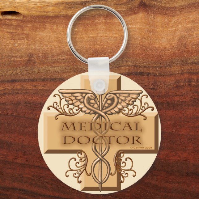 Chaveiro MD Doctor Caduceus custom name Keychain (Frente)
