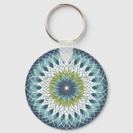 Chaveiro Medalhão Azul & Sage - Abstrato