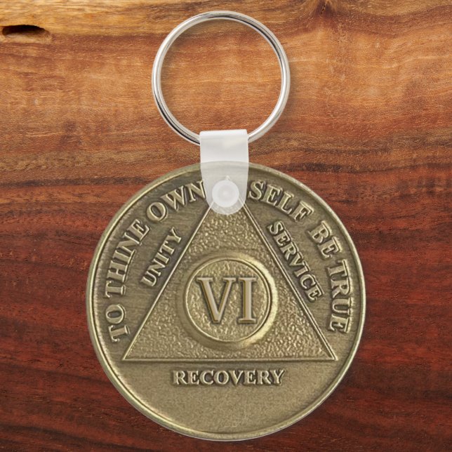 Chaveiro Medalhão de 6 Anos de Sobriedade com NOME PERSONAL (Frente)