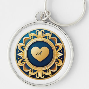 Chaveiro Medalhão de Coração de Ouro