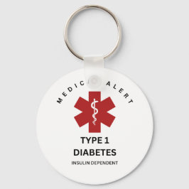 Chaveiro Medical Alert Keychain: Type 1 Diabetes 