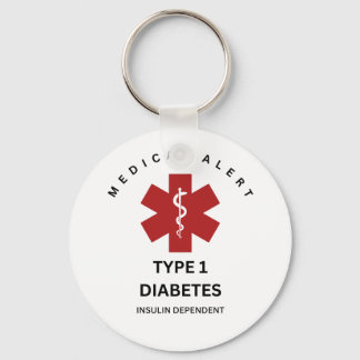 Chaveiro Medical Alert Keychain: Type 1 Diabetes 