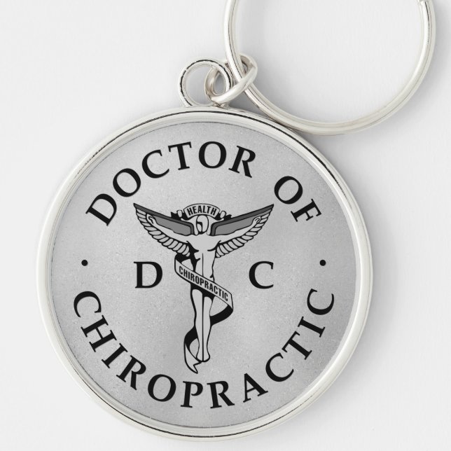 Chaveiro Médico do logotipo quiroprático em prata (Frente)