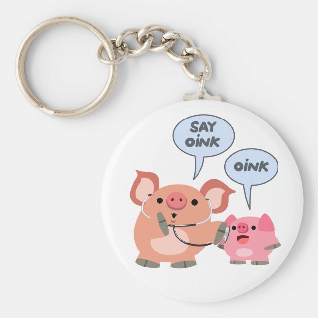 Chaveiro Médico e Doente da Porca de Cartoon em Bonito (Frente)